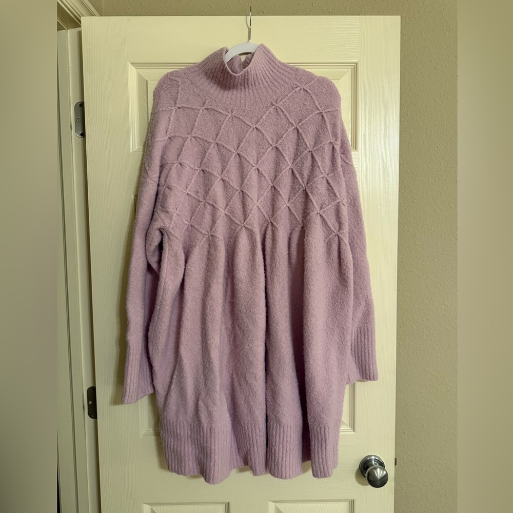 Free People Lilac Textured Turtleneck Sweater